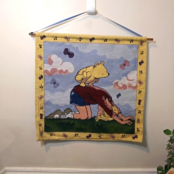 Vintage Winnie The Pooh & Christopher Robin Leap Frog Tapestry Wall Hanging - Picture 6 of 6